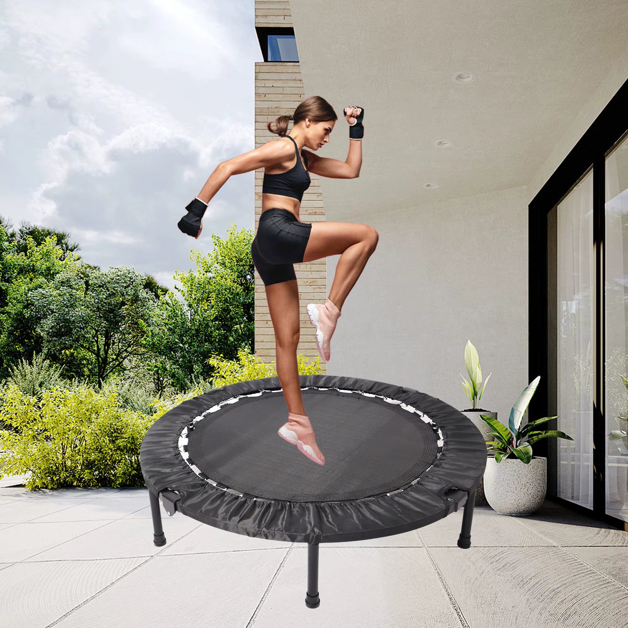 Foldable Mini Exercise Trampoline Portable Fitness Rebounder Sport for Adults Jumping Training Indoor/Outdoor for Home Workout